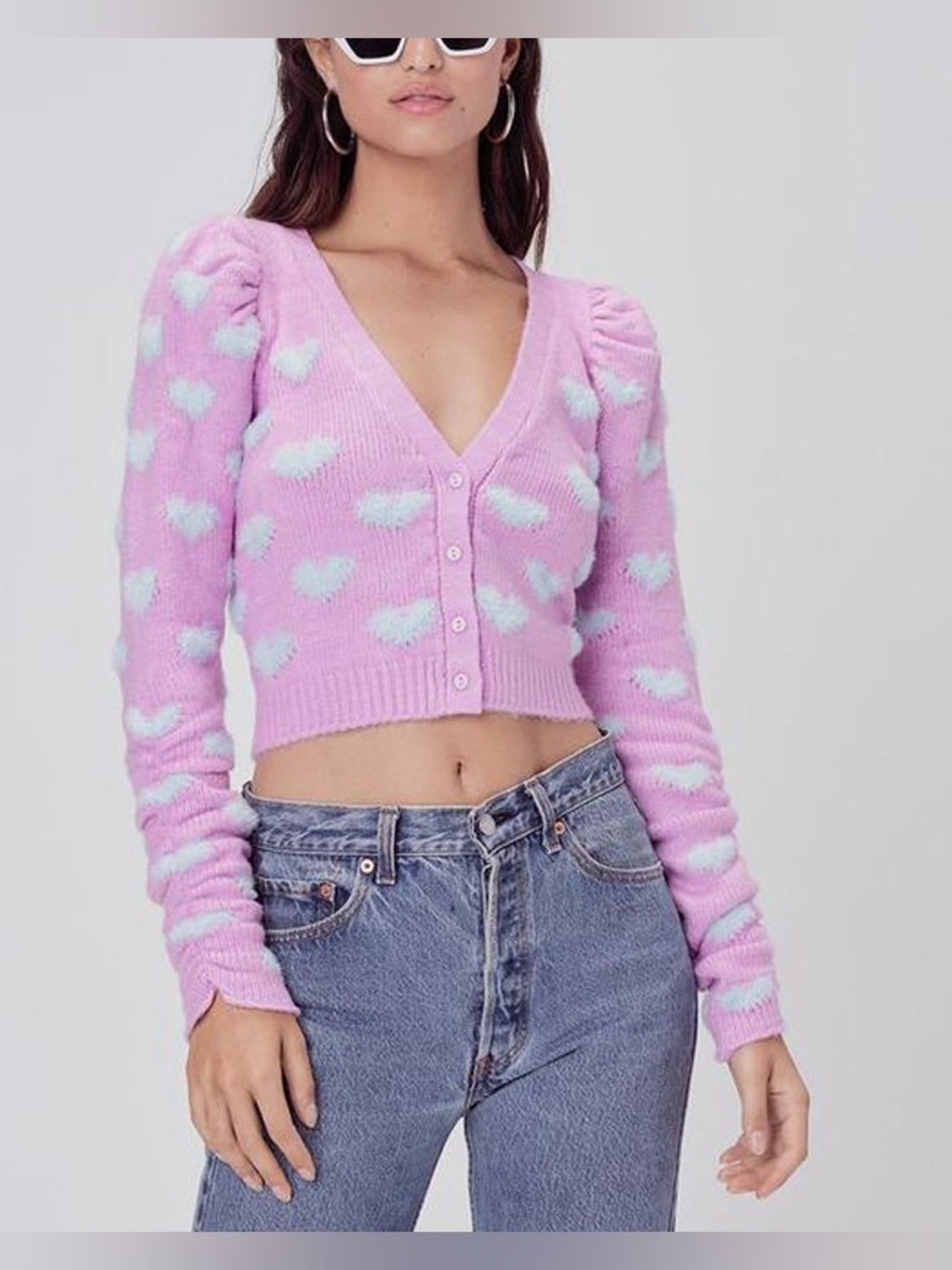For Love & Lemons Scarlet Cropped Cardigan M - Picture 2 of 16